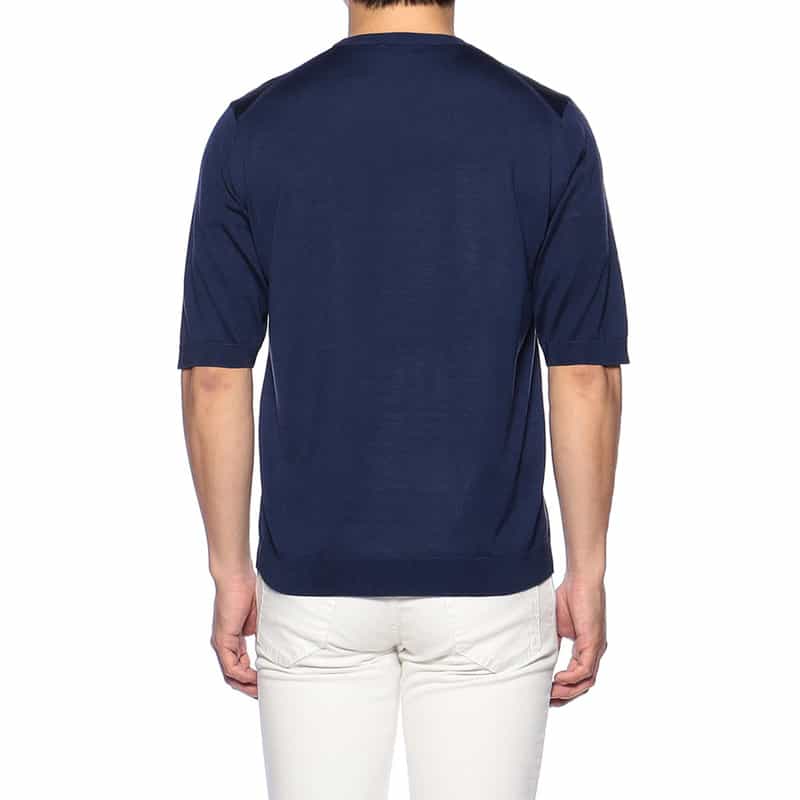 BARNEYS NEW YORK シルクニットTシャツ NAVY