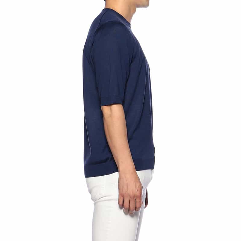 BARNEYS NEW YORK シルクニットTシャツ NAVY