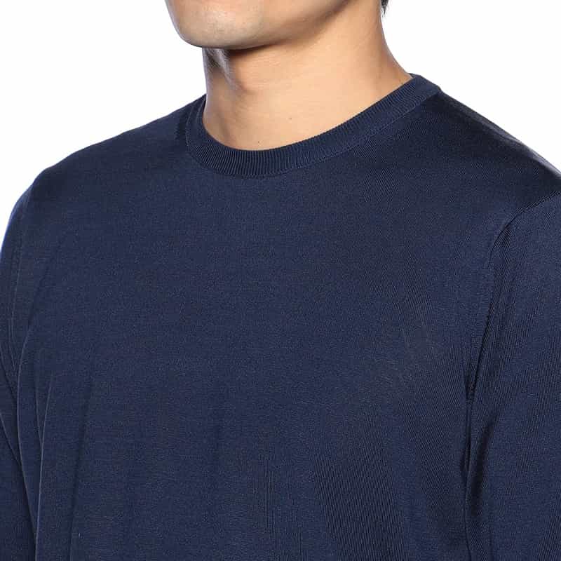 BARNEYS NEW YORK シルクニットTシャツ NAVY