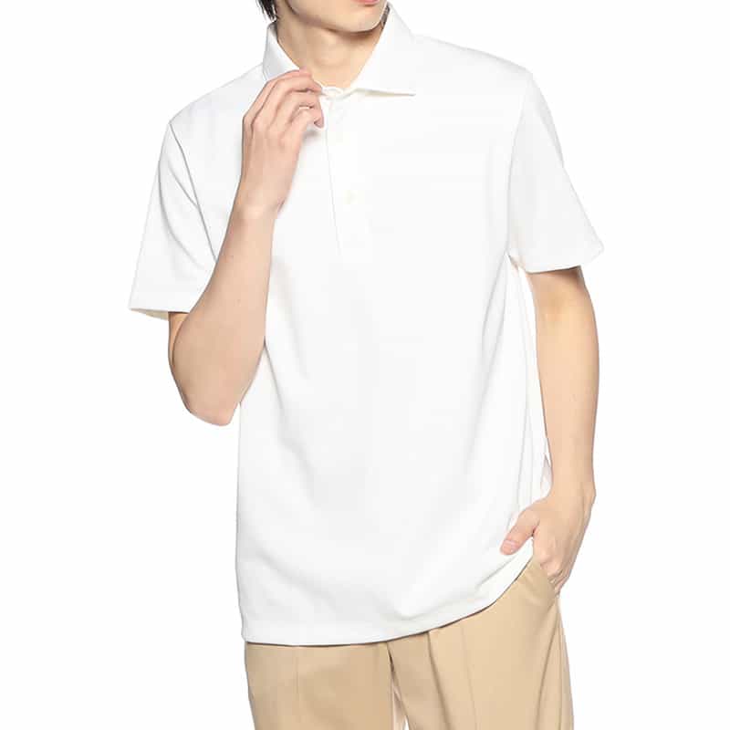 BARNEYS NEW YORK 鹿の子ポロシャツ （アルビニ社製コットン使用） WHITE