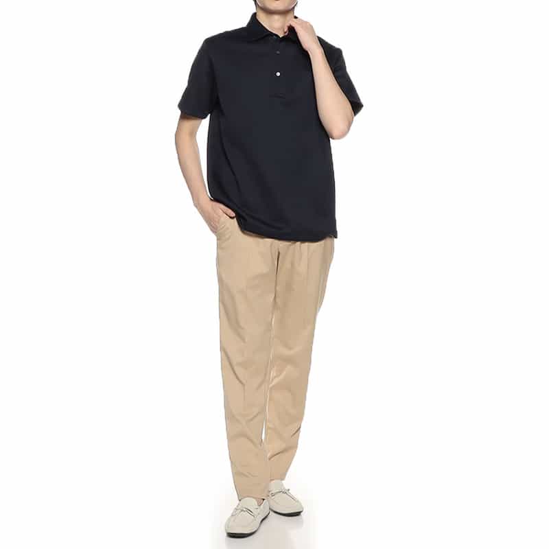 BARNEYS NEW YORK 鹿の子ポロシャツ （アルビニ社製コットン使用） NAVY