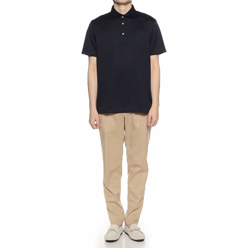 BARNEYS NEW YORK 鹿の子ポロシャツ （アルビニ社製コットン使用） NAVY