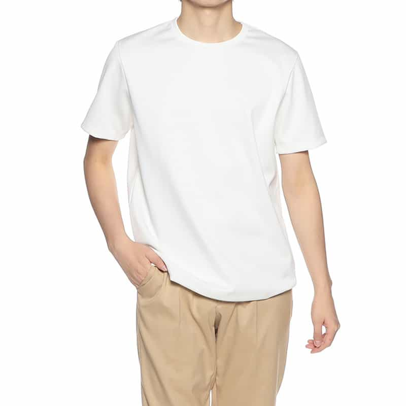 BARNEYS NEW YORK クルーネック鹿の子カットソー （アルビニ社製コットン使用） WHITE