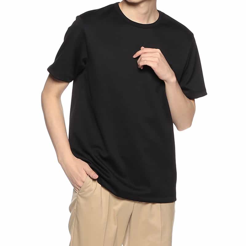 BARNEYS NEW YORK クルーネック鹿の子カットソー （アルビニ社製コットン使用） BLACK