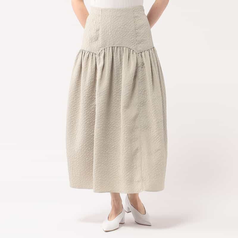 BARNEYS NEW YORK ウォッシャブル フクレジャガードスカート BEIGE