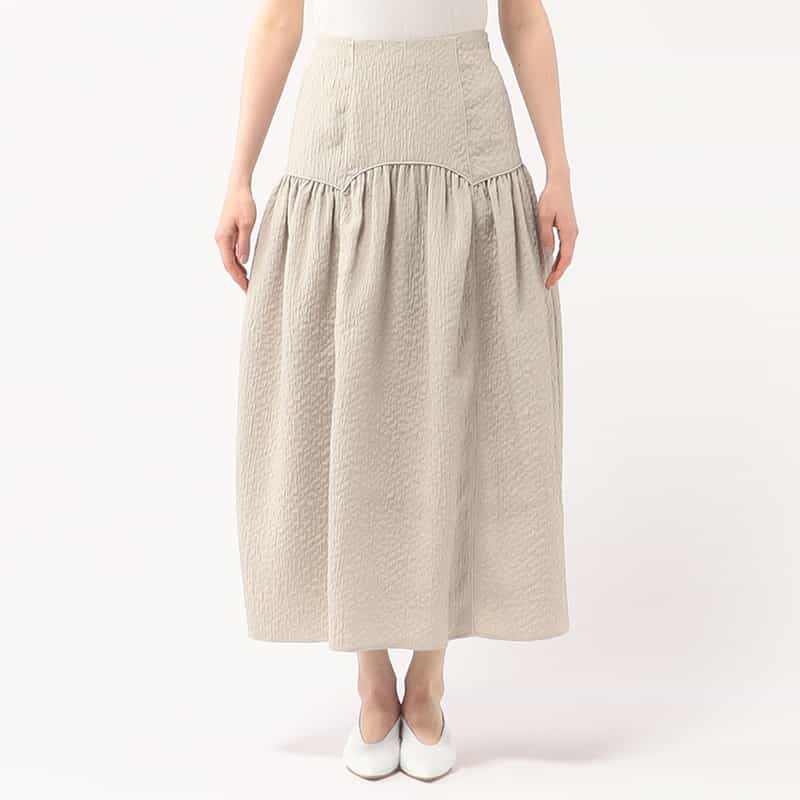 BARNEYS NEW YORK ウォッシャブル フクレジャガードスカート BEIGE