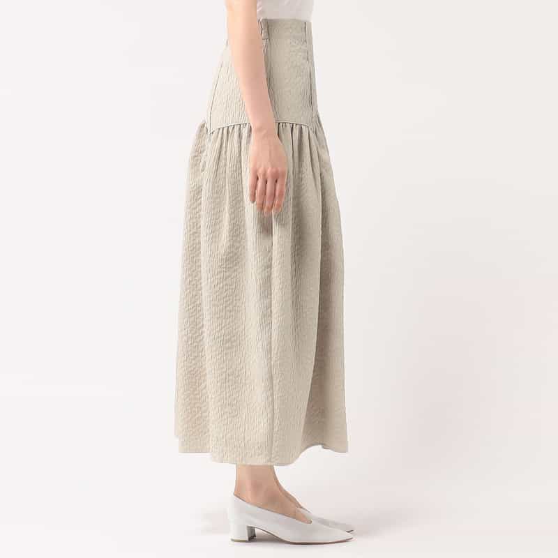 BARNEYS NEW YORK ウォッシャブル フクレジャガードスカート BEIGE