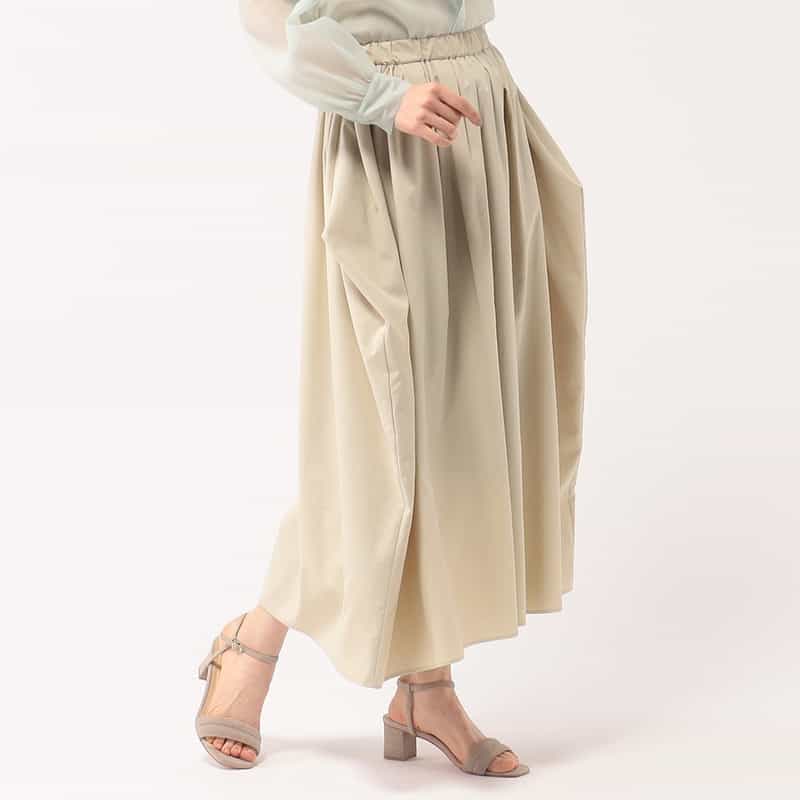 BARNEYS NEW YORK ウォッシャブル サイドドレープギャザースカート BEIGE