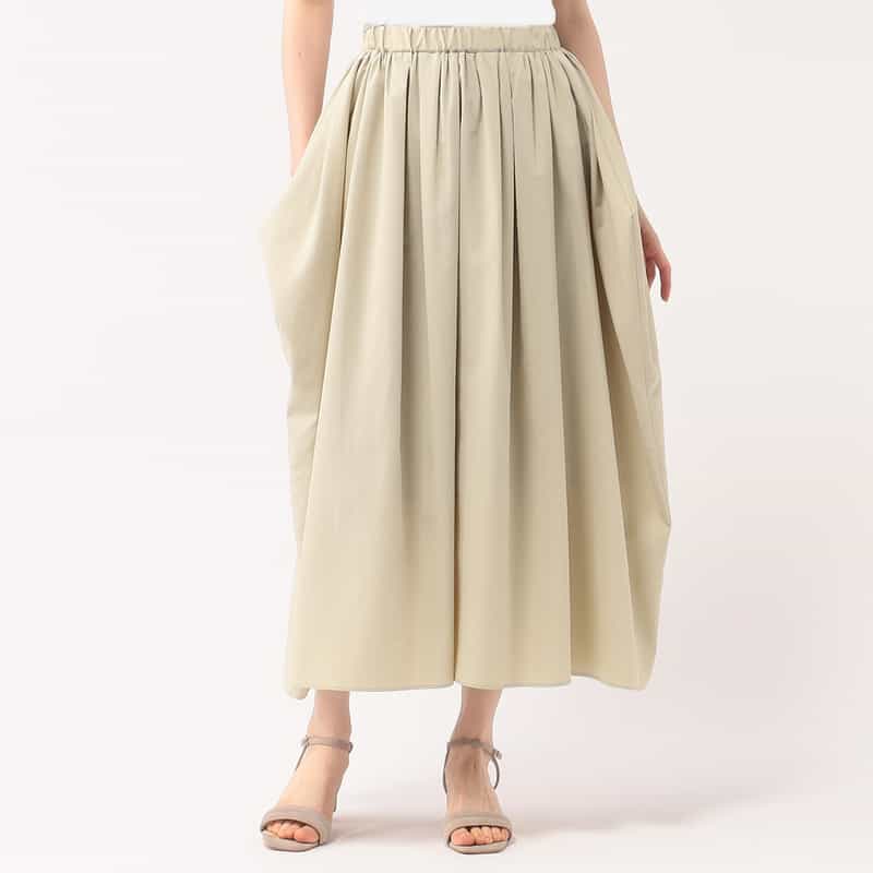 BARNEYS NEW YORK ウォッシャブル サイドドレープギャザースカート BEIGE