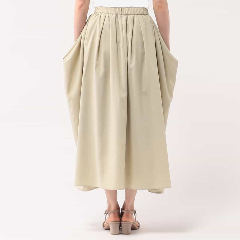 BARNEYS NEW YORK ウォッシャブル サイドドレープギャザースカート BEIGE