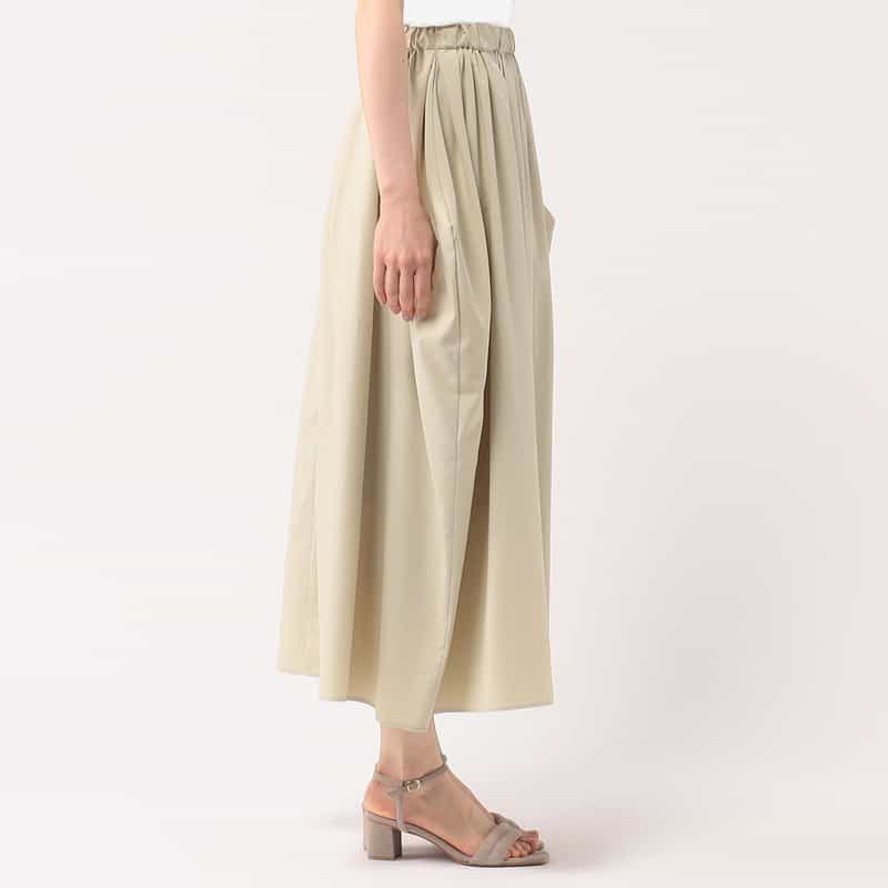 BARNEYS NEW YORK ウォッシャブル サイドドレープギャザースカート BEIGE