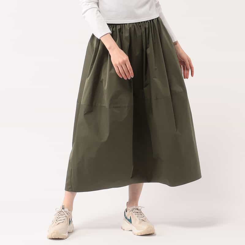BARNEYS NEW YORK ウォッシャブル サイド切替ハイウエストボリュームスカート KHAKI
