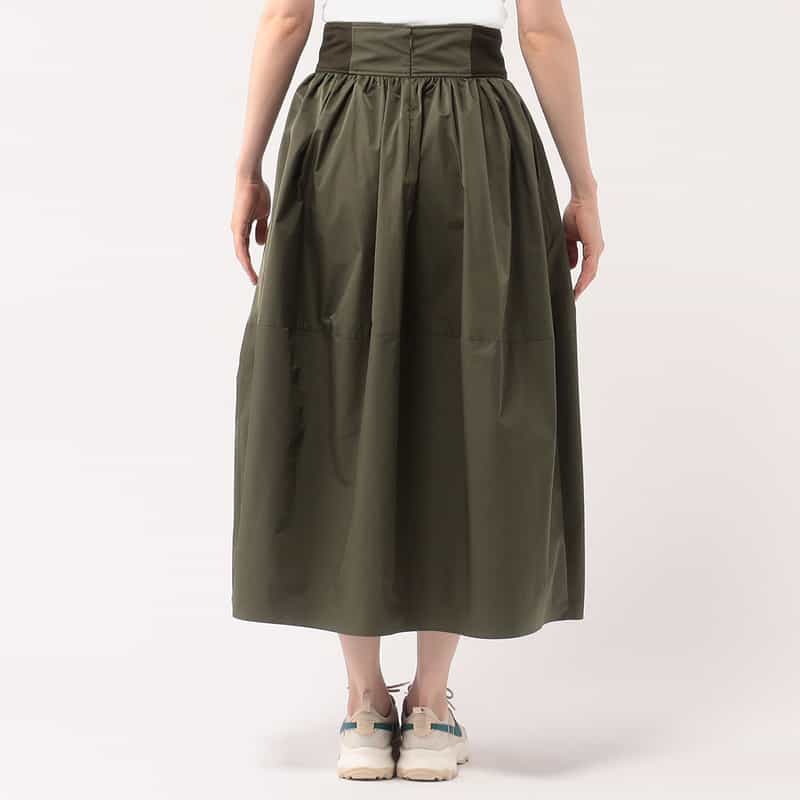 BARNEYS NEW YORK ウォッシャブル サイド切替ハイウエストボリュームスカート KHAKI