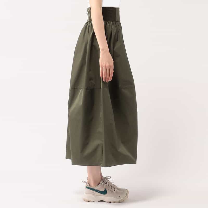 BARNEYS NEW YORK ウォッシャブル サイド切替ハイウエストボリュームスカート KHAKI
