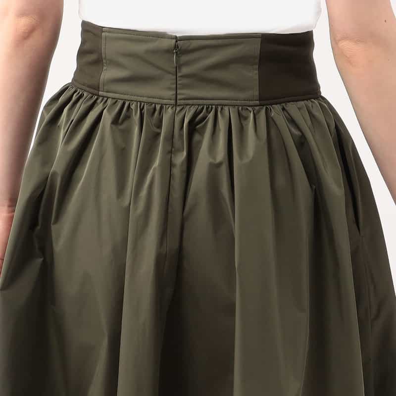 BARNEYS NEW YORK ウォッシャブル サイド切替ハイウエストボリュームスカート KHAKI