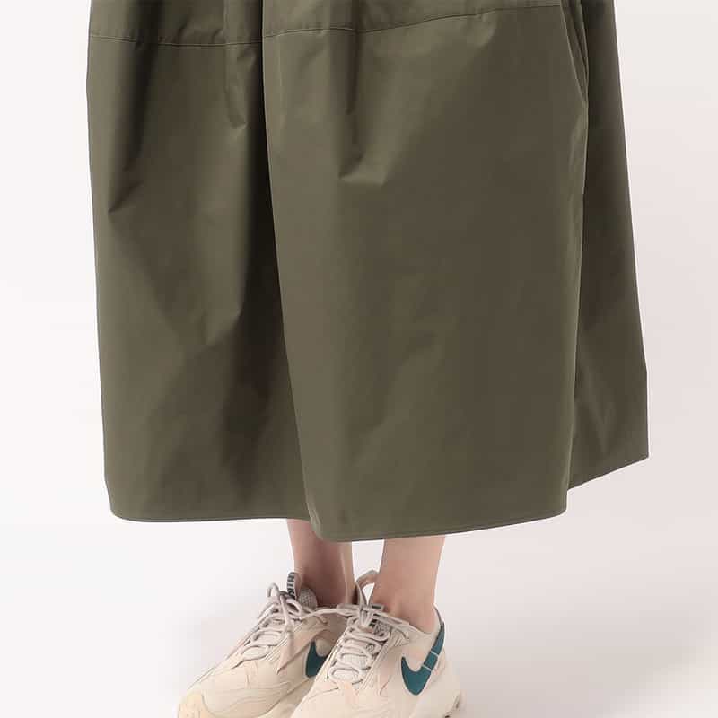 BARNEYS NEW YORK ウォッシャブル サイド切替ハイウエストボリュームスカート KHAKI