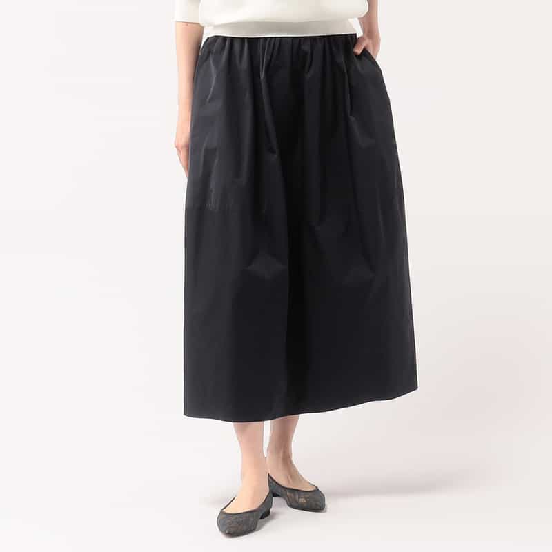 BARNEYS NEW YORK ウォッシャブル サイド切替ハイウエストボリュームスカート BLACK