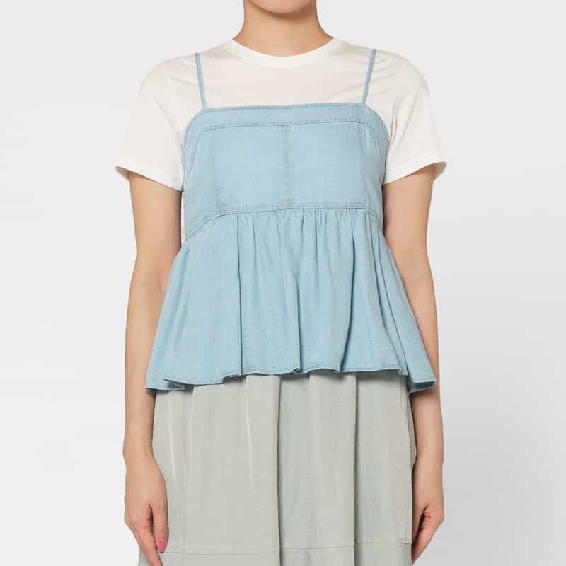 BARNEYS NEW YORK ウォッシャブル デニム素材キャミソール LIGHT BLUE