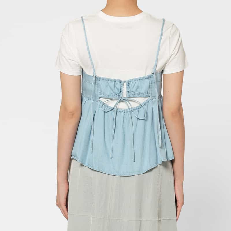 BARNEYS NEW YORK ウォッシャブル デニム素材キャミソール LIGHT BLUE