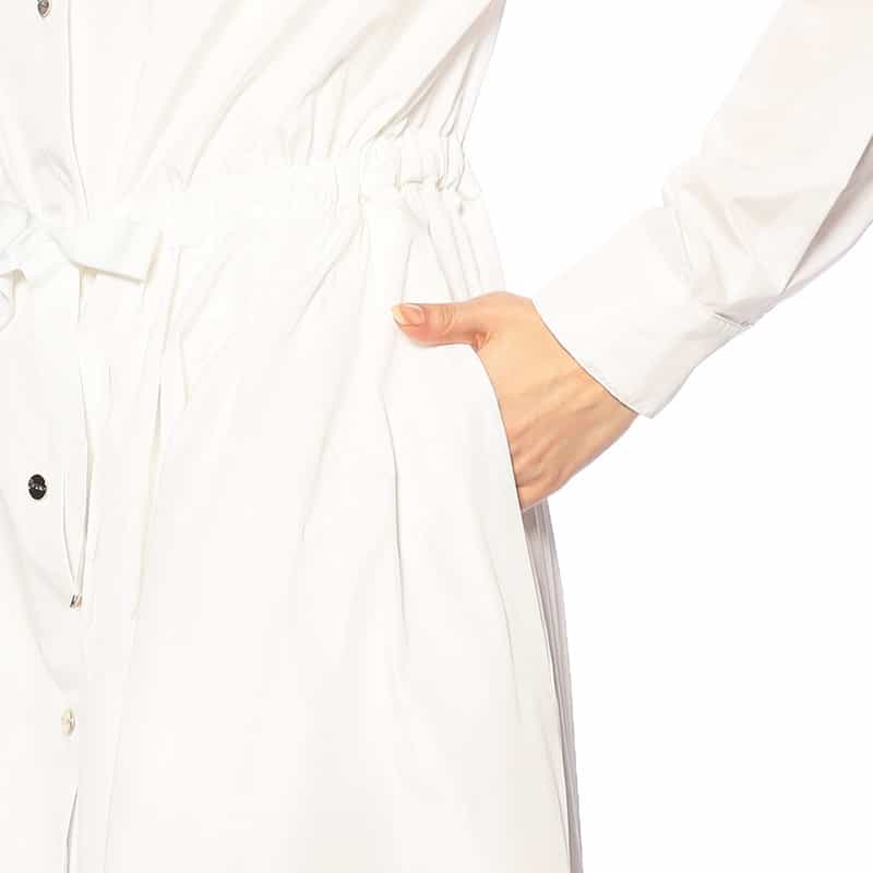 HERNO ロングフレアドレスコート WHITE