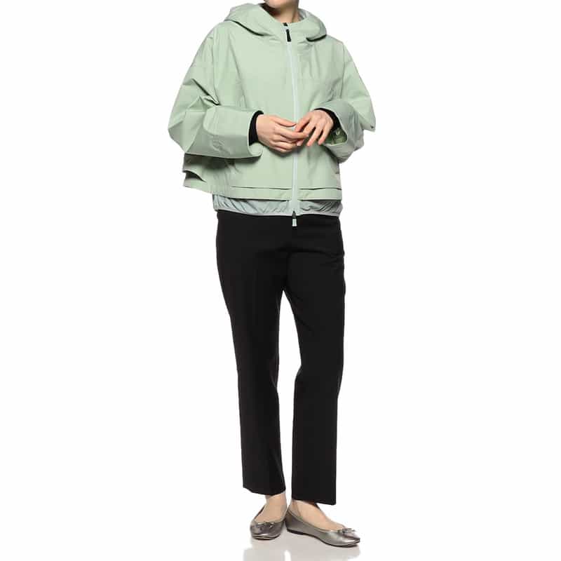 HERNO フーデッド ティアードショートコート LIGHT GREEN