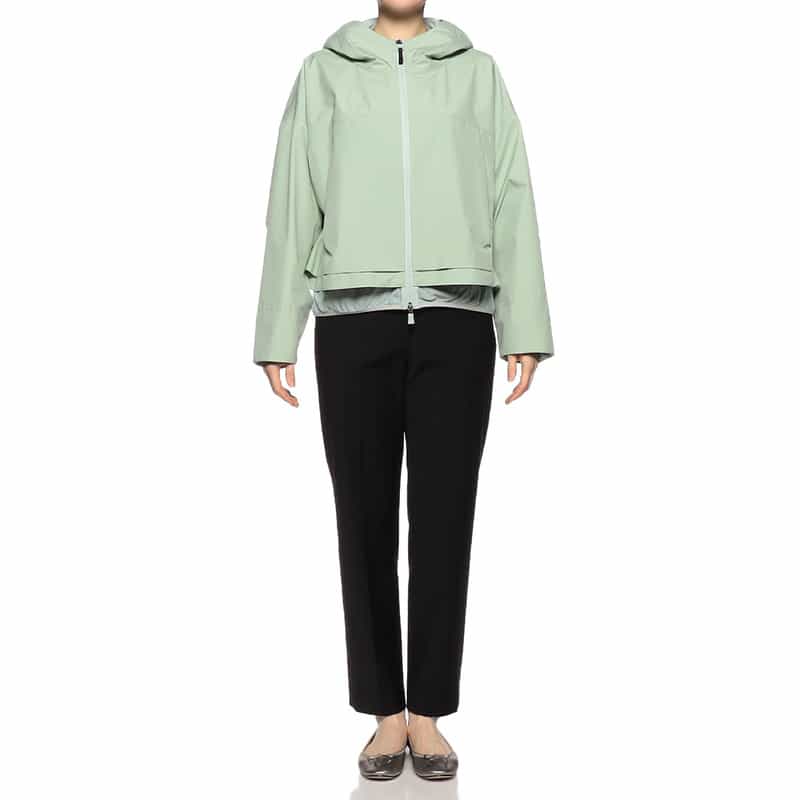 HERNO フーデッド ティアードショートコート LIGHT GREEN