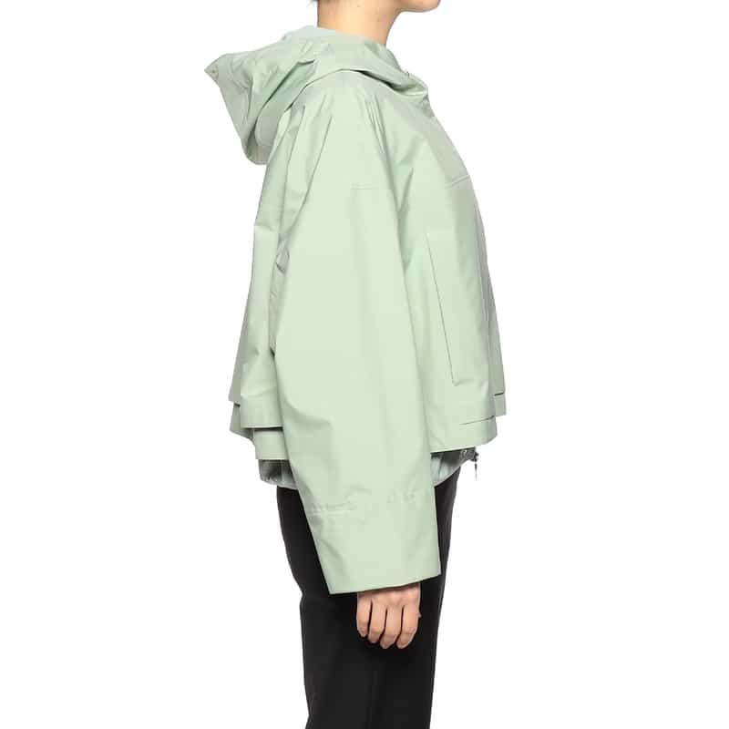 HERNO フーデッド ティアードショートコート LIGHT GREEN