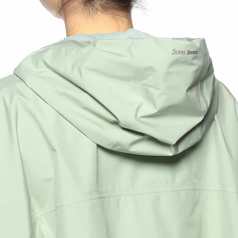 HERNO フーデッド ティアードショートコート LIGHT GREEN