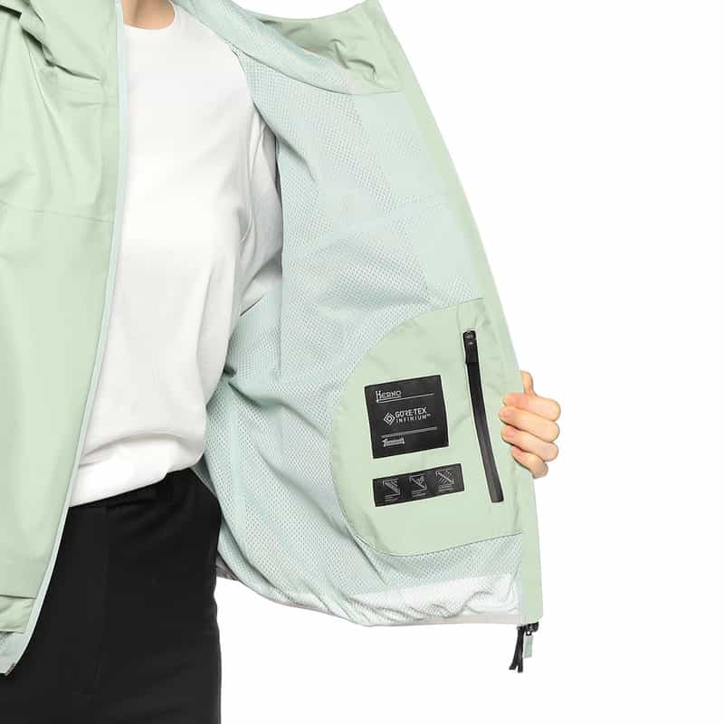HERNO フーデッド ティアードショートコート LIGHT GREEN