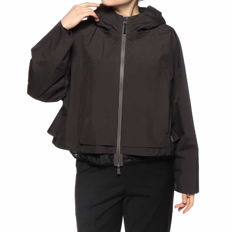 HERNO フーデッド ティアードショートコート BROWN