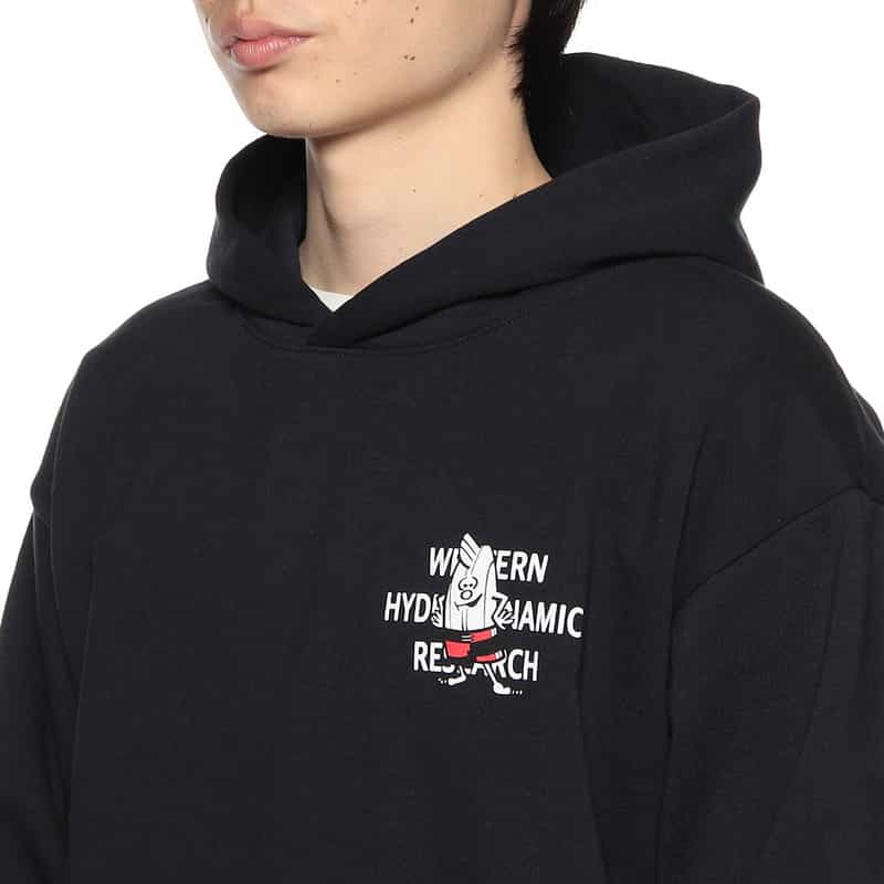 WESTERN HYDRODYNAMIC RESEARCH WESTERN HYDRODYNAMIC RESERCH＜ウェスタン ハイドロダイナミック リサーチ＞ロゴ入りスウェットパーカー BLACK