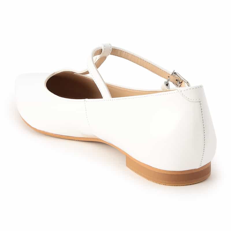 BARNEYS NEW YORK Tストラップ フラットパンプス WHITE