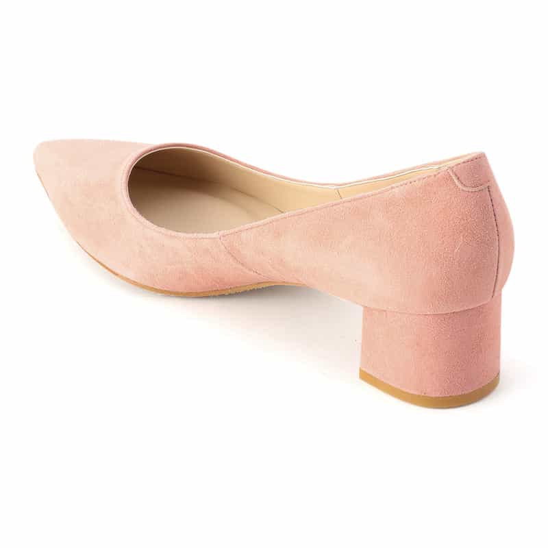 BARNEYS NEW YORK ポインテッドトゥ チャンキーヒールパンプス PINK
