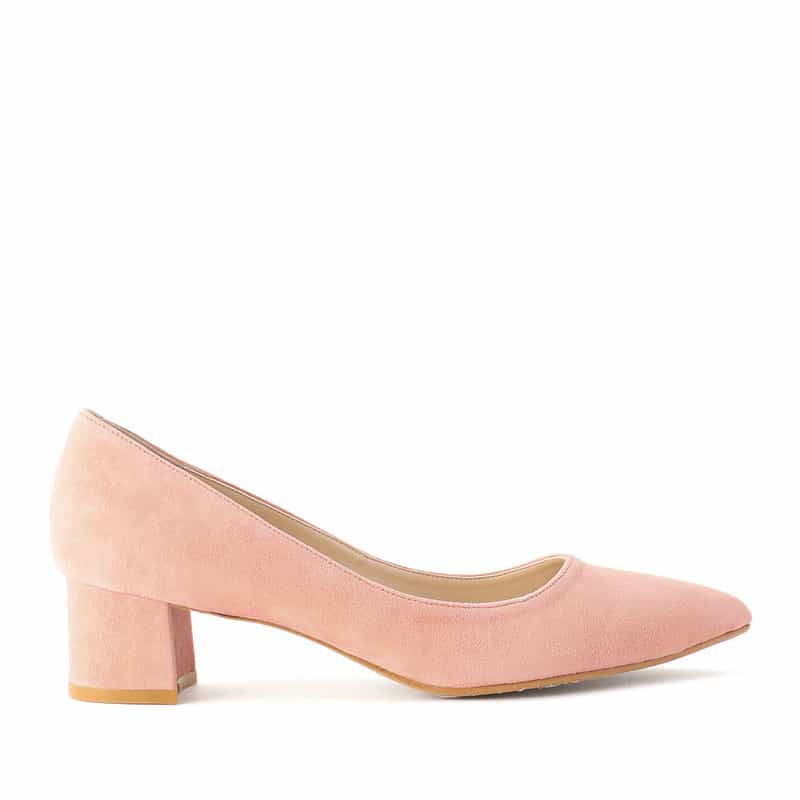 BARNEYS NEW YORK ポインテッドトゥ チャンキーヒールパンプス PINK
