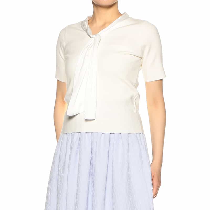 BARNEYS NEW YORK スカーフデザイン ニットプルオーバー WHITE