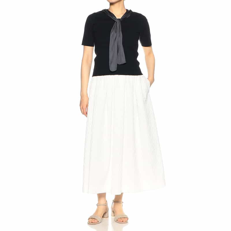 BARNEYS NEW YORK スカーフデザイン ニットプルオーバー DARK NAVY