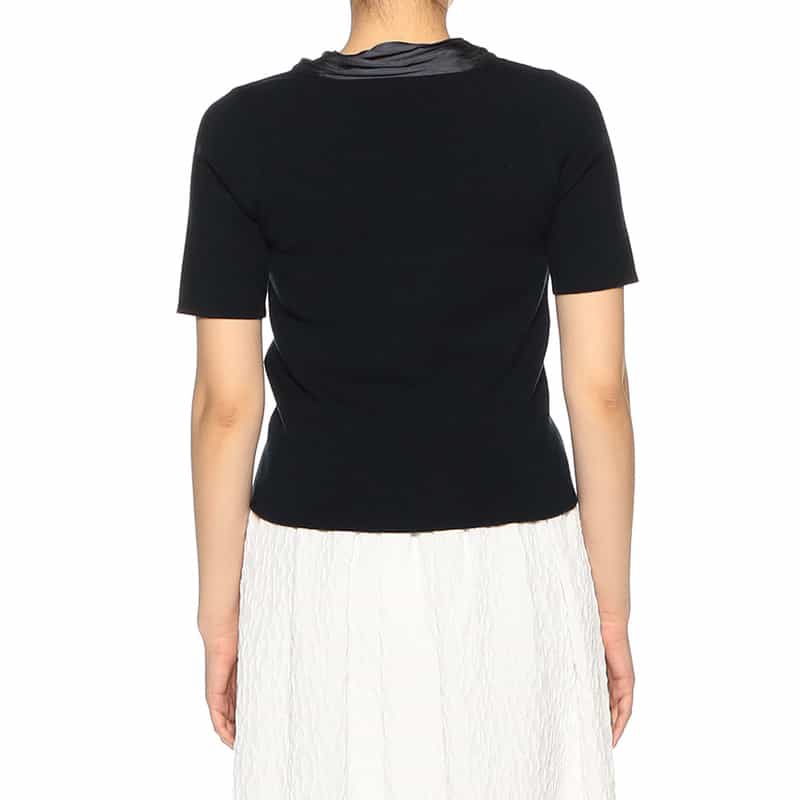 BARNEYS NEW YORK スカーフデザイン ニットプルオーバー DARK NAVY