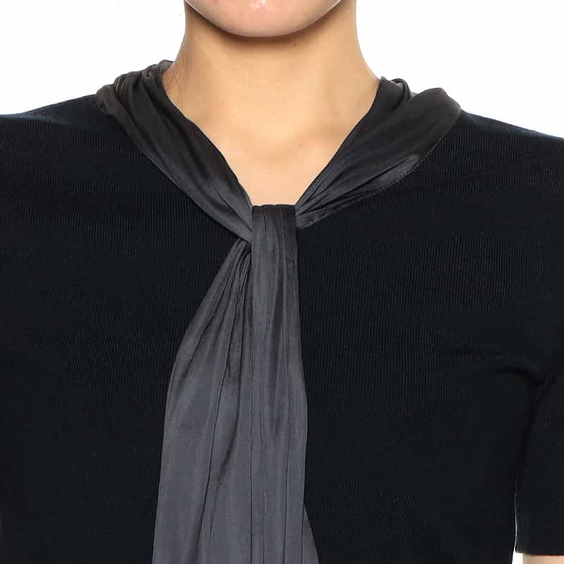 BARNEYS NEW YORK スカーフデザイン ニットプルオーバー DARK NAVY