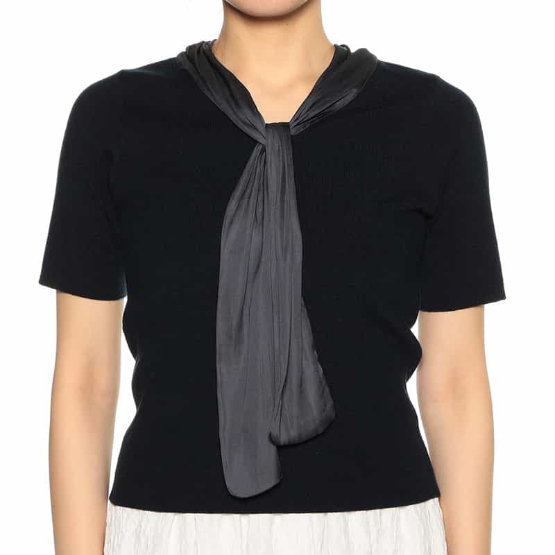 BARNEYS NEW YORK スカーフデザイン ニットプルオーバー DARK NAVY