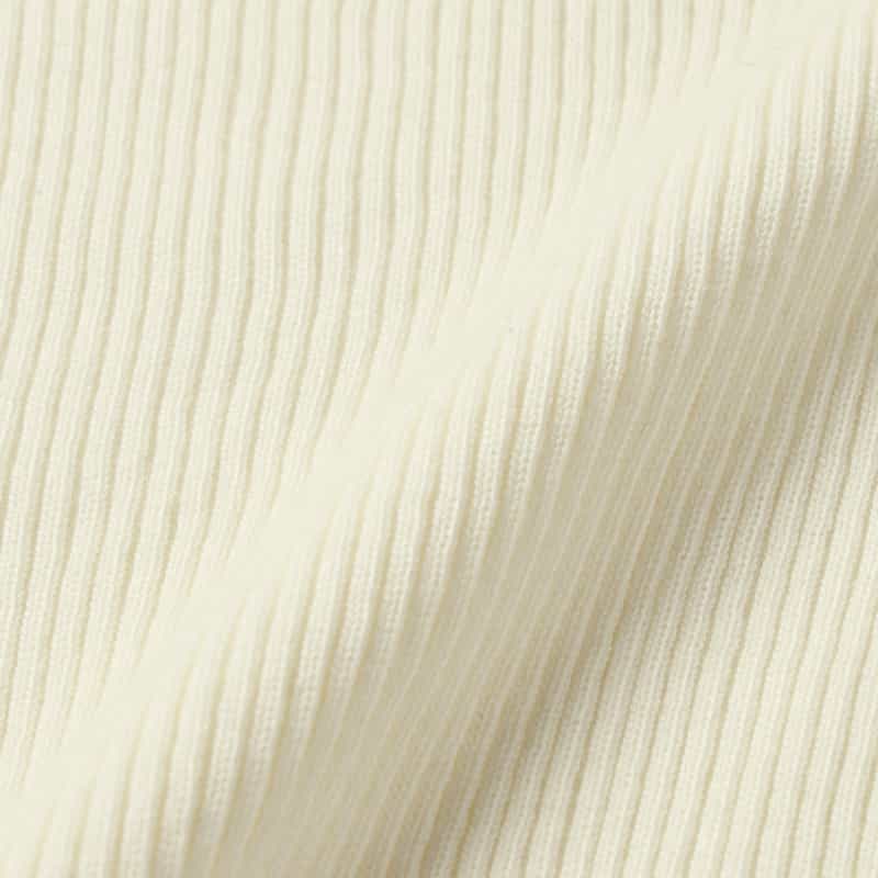 BARNEYS NEW YORK ウォッシャブル コットン素材 スクエアネック ホールガーメントリブニットプルオーバー OFF WHITE