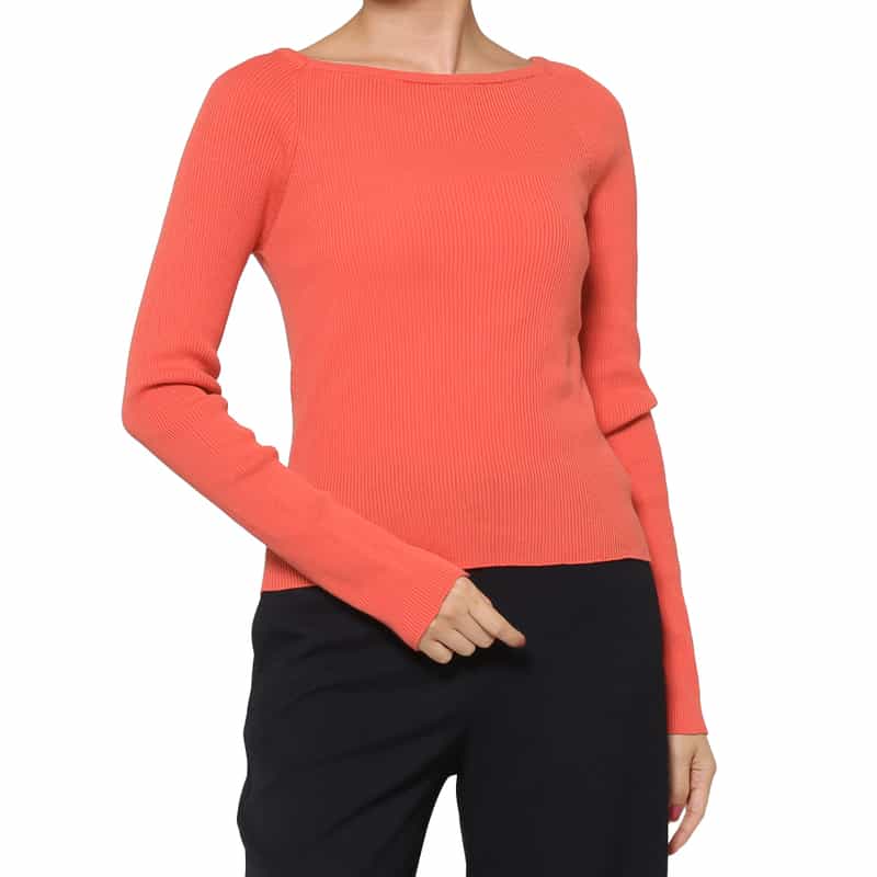 ウォッシャブル コットン素材 スクエアネック ホールガーメントリブニットプルオーバー