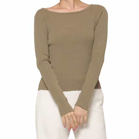 ウォッシャブル コットン素材 スクエアネック ホールガーメントリブニットプルオーバー