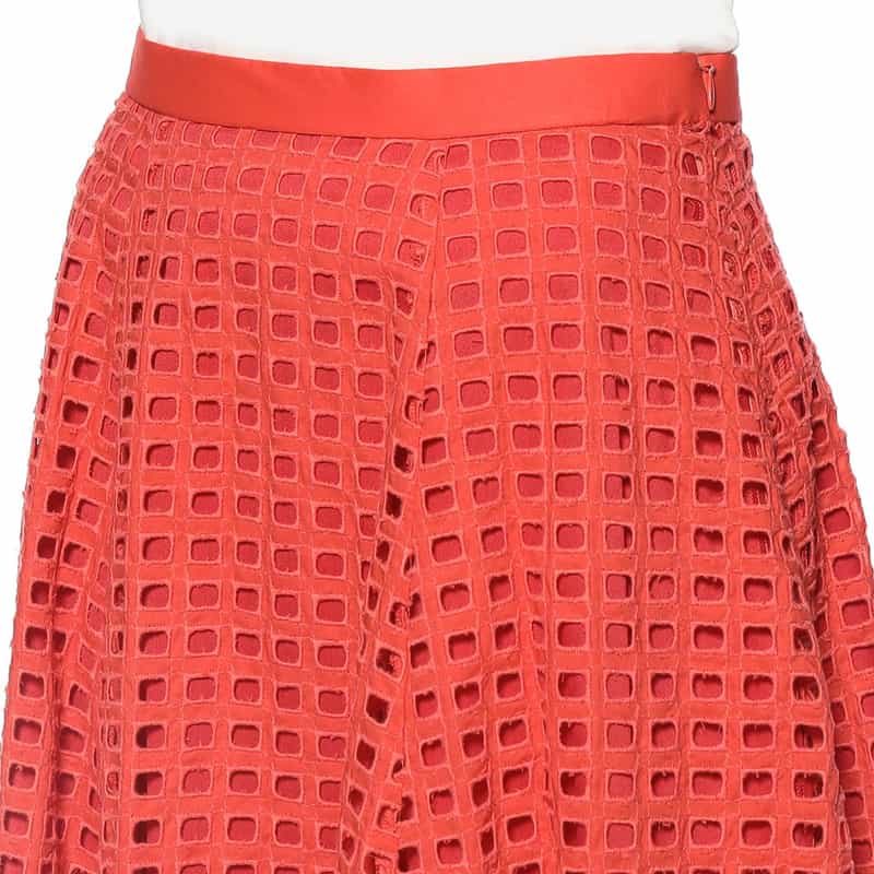 BARNEYS NEW YORK ウォッシャブル カットワークレーススカート RED