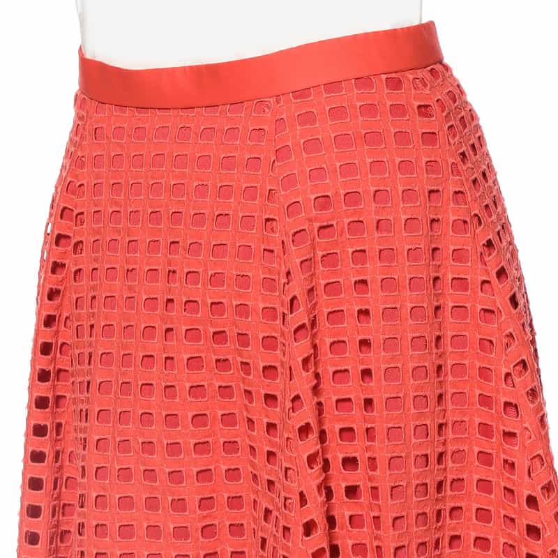 BARNEYS NEW YORK ウォッシャブル カットワークレーススカート RED