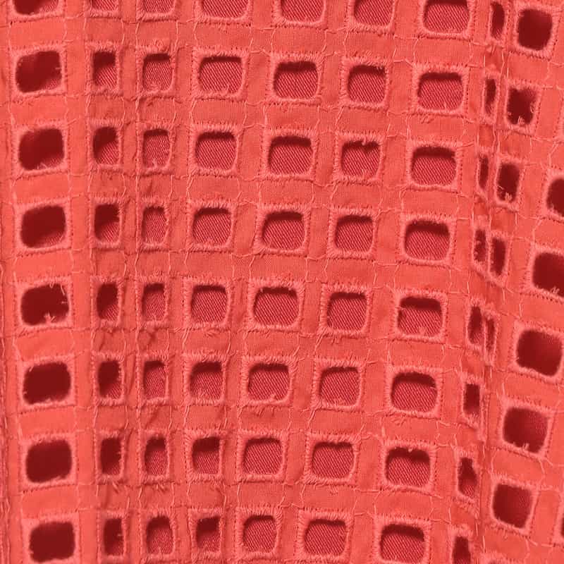 BARNEYS NEW YORK ウォッシャブル カットワークレーススカート RED