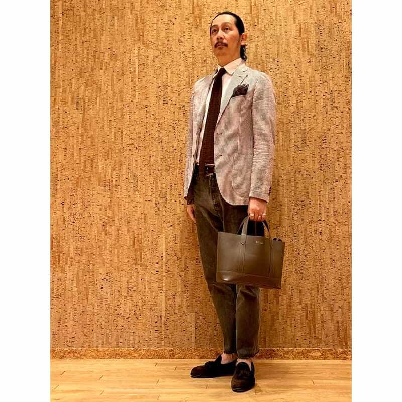 BARNEYS NEW YORK レザートートバッグ BROWN