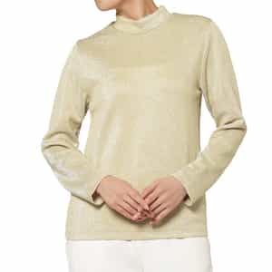 ウォッシャブル ハイネック ラメ入りカットソー