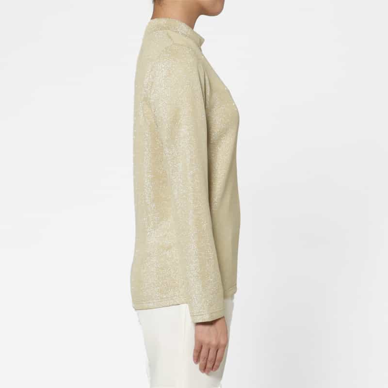 BARNEYS NEW YORK ウォッシャブル ハイネック ラメ入りカットソー GOLD