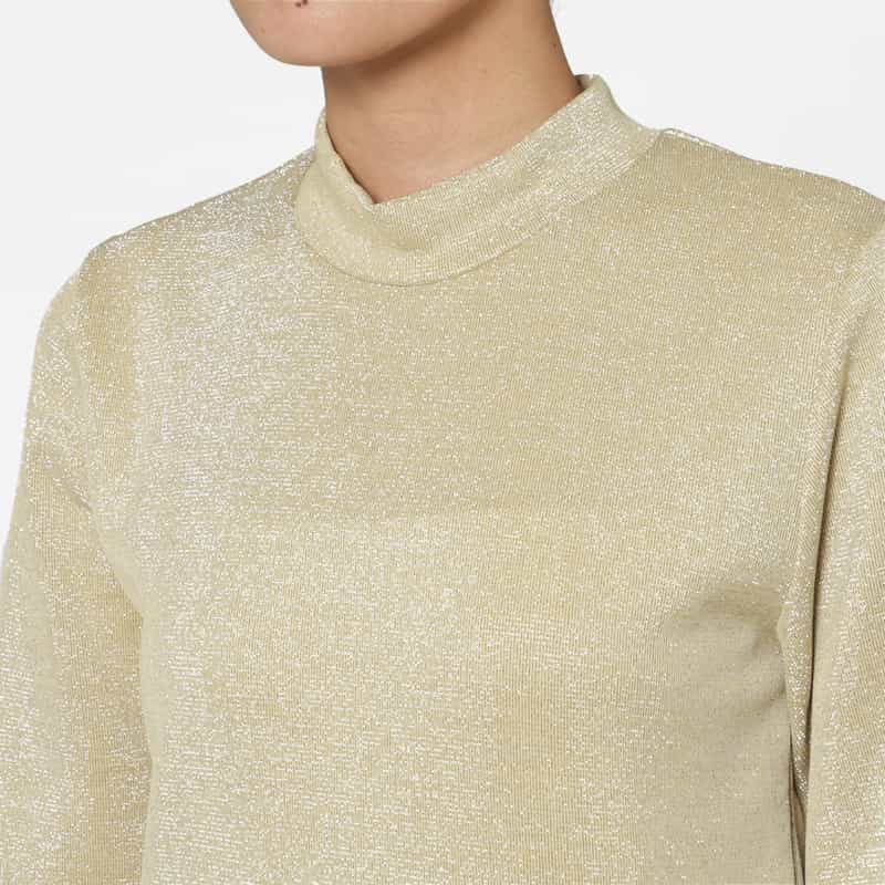 BARNEYS NEW YORK ウォッシャブル ハイネック ラメ入りカットソー GOLD