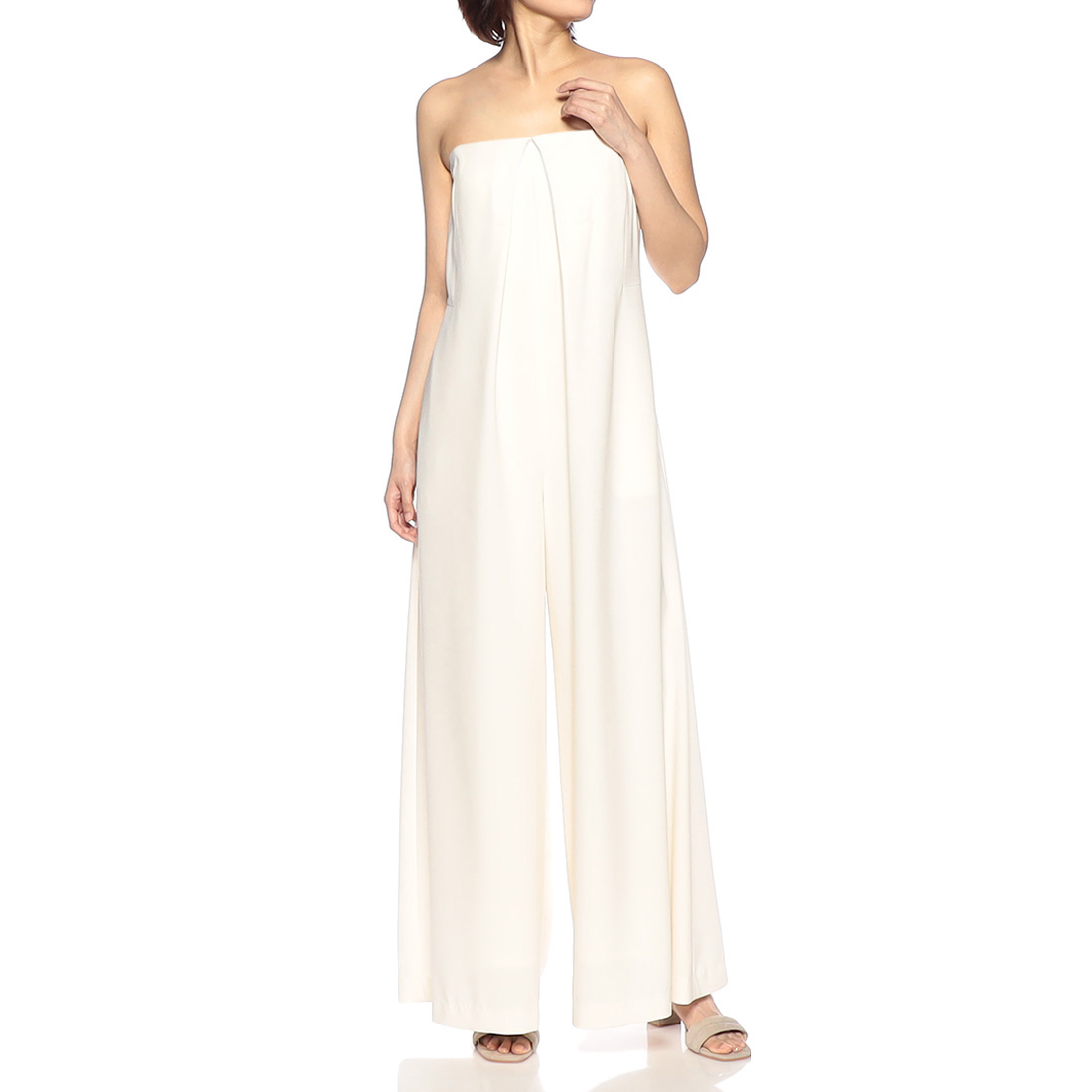 バックサテン ジョーゼットジャンプスーツ